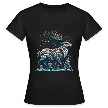 Rentier Winter Schnee Winterurlaub - Frauen T-Shirt - Schwarz - Vorne - AI Model Female 172 dark (172cm)