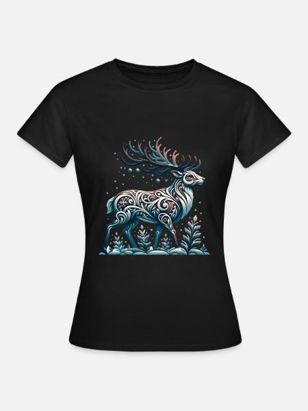 Rentier Winter Schnee Winterurlaub - Frauen T-Shirt - Schwarz