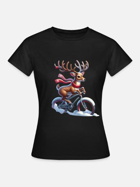 Weihnachts-Rentier - Frauen T-Shirt - Schwarz