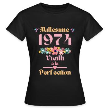 50 ans idée cadeau anniversaire drôle humour maman - T-shirt Femme - noir - Devant - AI Model Female 172 dark (172cm)
