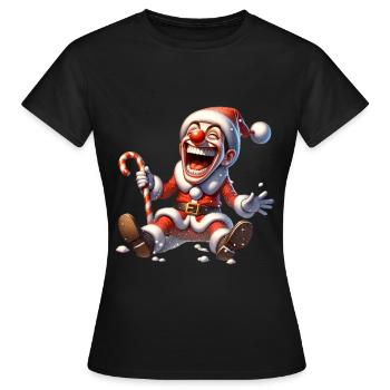 Funny Santa Claus Clown First Snowfall - Women's T-Shirt - black - Front - AI Model Female 172 dark (172cm)