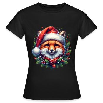 Weihnachts Fuchs Weihnachtsmütze Schneebälle - Frauen T-Shirt - Schwarz - Vorne - AI Model Female 172 dark (172cm)