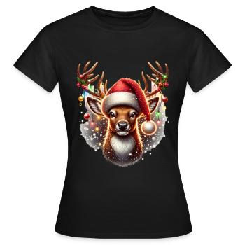 Rentier Nikolaus - Frauen T-Shirt - Schwarz - Vorne - AI Model Female 172 dark (172cm)