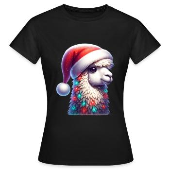 Lama Nikolaus - Frauen T-Shirt - Schwarz - Vorne - AI Model Female 172 dark (172cm)