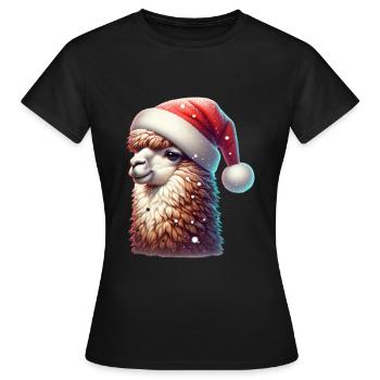 Lama Boules de neige Noël - T-shirt Femme - noir - Devant - AI Model Female 172 dark (172cm)