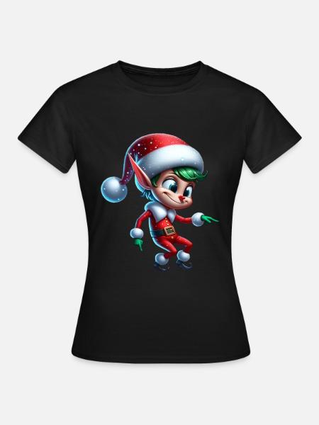 Lustiger Elf Tanzt Weihnachten - Frauen T-Shirt - Schwarz