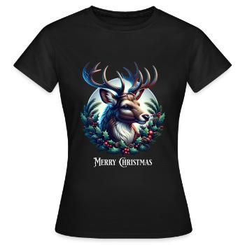 Cerf Cerf Bois Tête de cerf Noël - T-shirt Femme - noir - Devant - AI Model Female 172 dark (172cm)