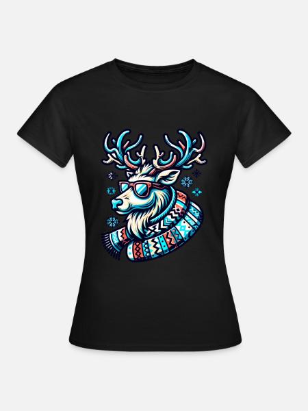 Weihnachts Hirsch Cool Weihnachtsfeier - Frauen T-Shirt - Schwarz