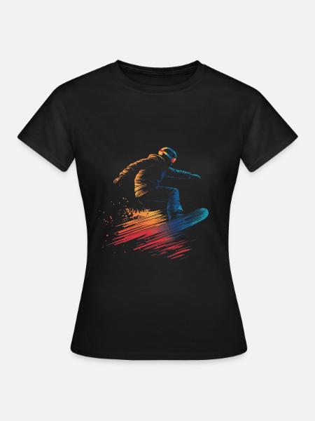 Snowboarder Snowboarden Jump Colorful - Vrouwen T-shirt - zwart