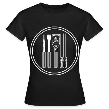 Grillzange Grillen Symbol Besteck - Frauen T-Shirt - Schwarz - Vorne - AI Model Female 172 dark (172cm)