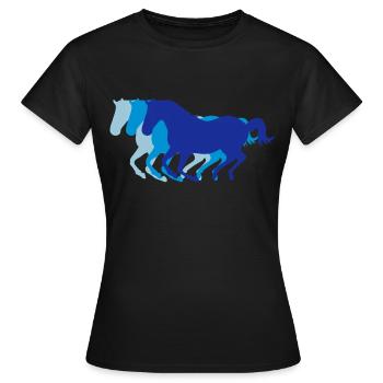 Trois chevaux au galop - Equitation - dressage des - T-shirt Femme - noir - Devant - AI Model Female 172 dark (172cm)