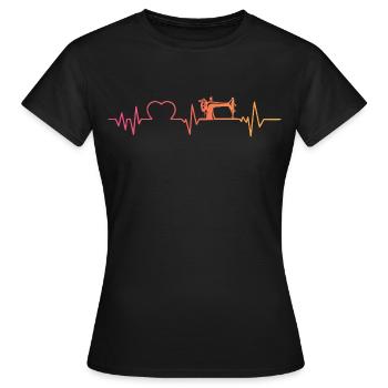 Sewing machine sunset heartbeat sewing - Women's T-Shirt - black - Front - AI Model Female 172 dark (172cm)