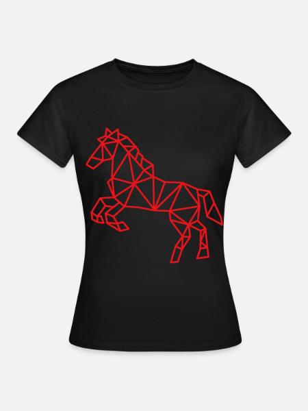 Pferd Geometrisch Linie - Frauen T-Shirt - Schwarz