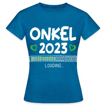 Onkel 2023 Loading - Frauen T-Shirt - Antikblaues Saphir meliert - Vorne - AI Model Female 172 dark (172cm)