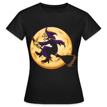 Hexe Hexenbesen Halloween Vollmond - Frauen T-Shirt - Schwarz - Vorne - AI Model Female 172 dark (172cm)