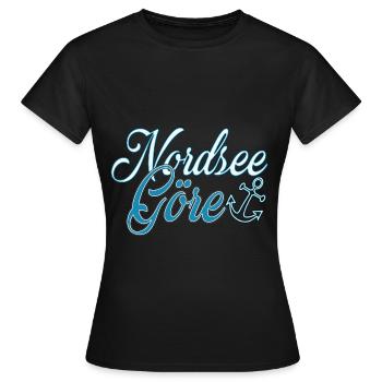 Nordseegöre Schriftzug | Yolo-Artwork - Frauen T-Shirt - Schwarz - Vorne - AI Model Female 172 dark (172cm)