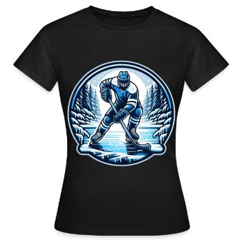 EishockeySpieler Winter - Frauen T-Shirt - Schwarz - Vorne - AI Model Female 172 dark (172cm)