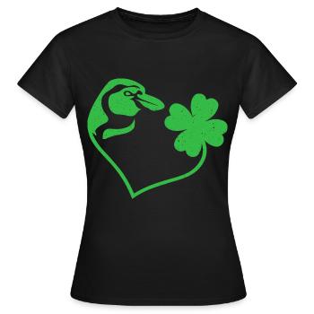 Pingouin Shamrock Lucky Charm Amour - T-shirt Femme - noir - Devant - AI Model Female 172 dark (172cm)