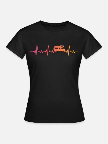 Sunset Heartbeat Camping Wohnmobil - Frauen T-Shirt - Schwarz