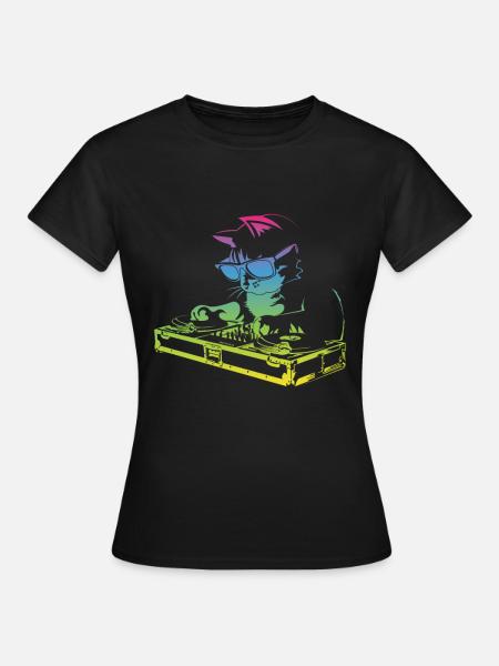 Coole Vintage Musik Produzenten DJ Katze - Frauen T-Shirt - Schwarz