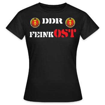 DDR Feinkost-OST,Humor Essen Delikatessen,Koch, - Frauen T-Shirt - Schwarz - Vorne - AI Model Female 172 dark (172cm)