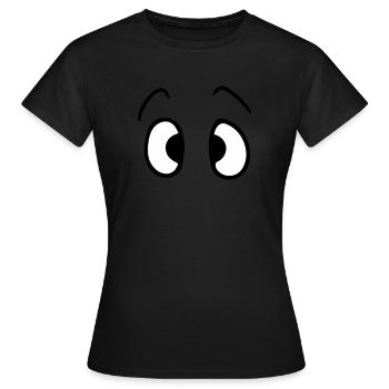 Augen - Schielen - Lustig - Frauen T-Shirt - Schwarz - Vorne - AI Model Female 172 dark (172cm)