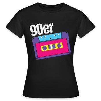 Années 90 - T-shirt Femme - noir - Devant - AI Model Female 172 dark (172cm)
