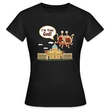 Spaghettimonster Pastafari Vatikan - Frauen T-Shirt - Schwarz - Vorne - AI Model Female 172 dark (172cm)