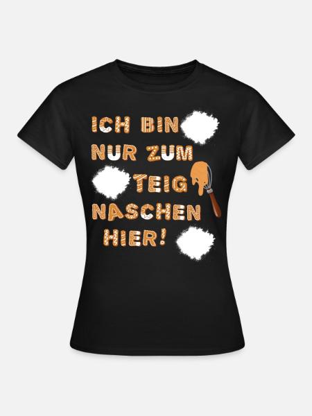 Teig naschen Weihnachten Plätzchen backen - Frauen T-Shirt - Schwarz