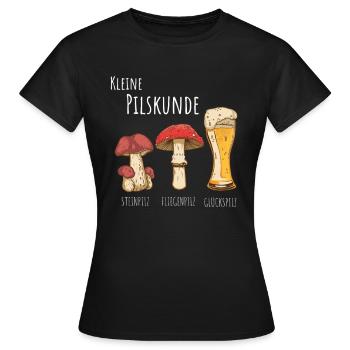 Pils Bier Kleine Pilzkunde Pilze sammeln - Frauen T-Shirt - Schwarz - Vorne - AI Model Female 172 dark (172cm)