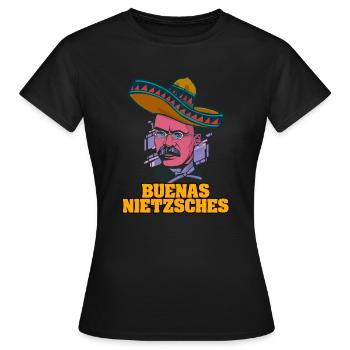 Le design de Buenas Nietzsche pour un philosophe - T-shirt Femme - noir - Devant - AI Model Female 172 dark (172cm)