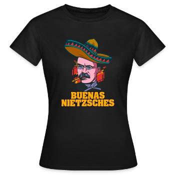 Le motif de Buenas Nietzsche pour un philosophe - T-shirt Femme - noir - Devant - AI Model Female 172 dark (172cm)