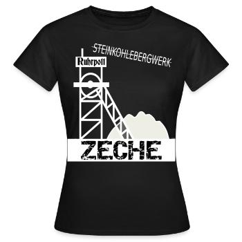 Ruhrpott Zeche - Frauen T-Shirt - Schwarz - Vorne - AI Model Female 172 dark (172cm)