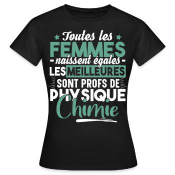 Prof Physique Chimie Professeur Collège Lycée - T-shirt Femme - noir - Devant - AI Model Female 172 dark (172cm)