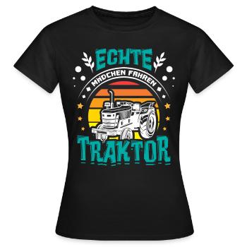 Mädchen Traktor fahren - Frauen T-Shirt - Schwarz - Vorne - AI Model Female 172 dark (172cm)