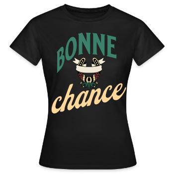 bonne chance - T-shirt Femme - noir - Devant - AI Model Female 172 dark (172cm)