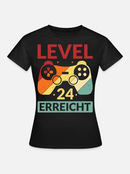 Level 24 Erreicht Gamer - Frauen T-Shirt - Schwarz
