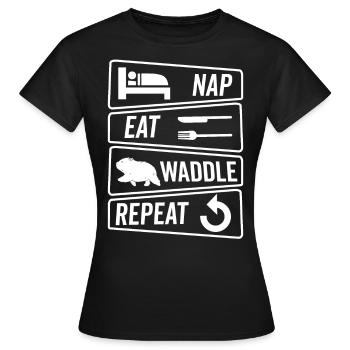 Nickerchen Essen Watscheln Wombat Besitzer - Frauen T-Shirt - Schwarz - Vorne - AI Model Female 172 dark (172cm)