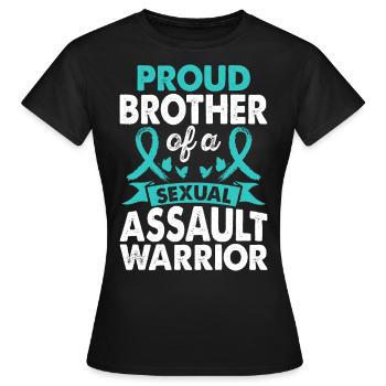 Brother of Sexual Assault Warrior Awareness - Women's T-Shirt - black - Front - AI Model Female 172 dark (172cm)