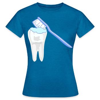 Icône de nettoyage difficile - T-shirt Femme - bleu saphir antique chiné - Devant - AI Model Female 172 dark (172cm)