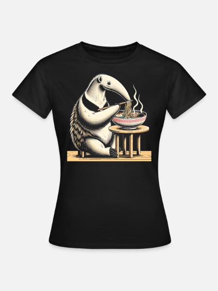 Japanischer Kawaii-ramen-ameisenbär, Wildtiere, - Frauen T-Shirt - Schwarz