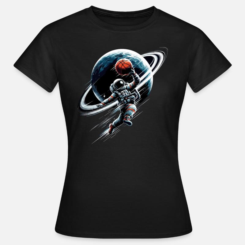 Koszykówka astronauta kosmonauta prezent - Koszulka damska - czarny