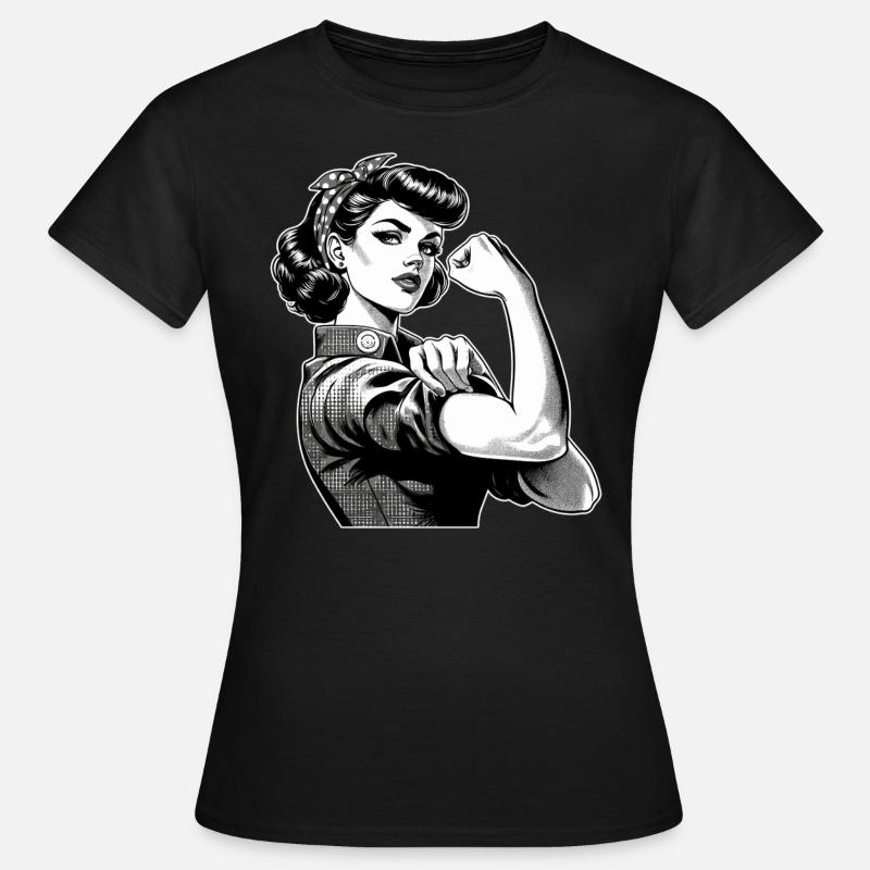 Starke Selbstbewusste Frau Rockabilly Geschenk - Dame-T-shirt - sort