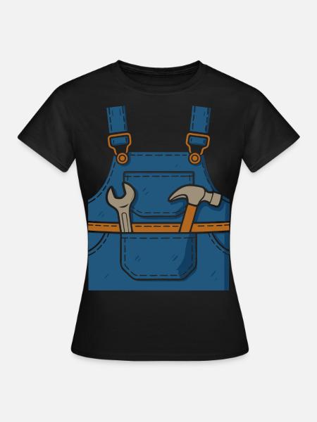 Werkzeug immer dabei – Latzhose - Dame-T-shirt - sort