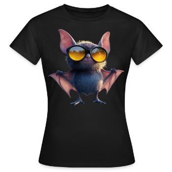 Fledermaus Flughund Vampir Bat Süße Fledemäuse - Frauen T-Shirt - Schwarz - Vorne - AI Model Female 172 dark (172cm)