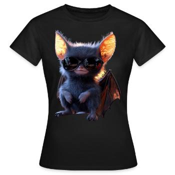 Fledermaus Flughund Vampir Bat Süße Fledemäuse - Frauen T-Shirt - Schwarz - Vorne - AI Model Female 172 dark (172cm)