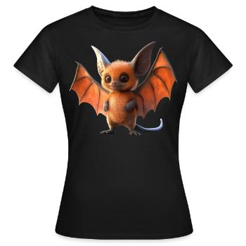 Fledermaus Flughund Vampir Bat Süße Fledemäuse - Frauen T-Shirt - Schwarz - Vorne - AI Model Female 172 dark (172cm)