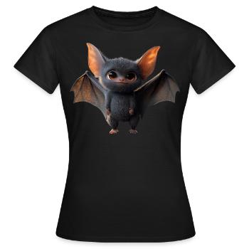 Fledermaus Flughund Vampir Bat Süße Fledemäuse - Frauen T-Shirt - Schwarz - Vorne - AI Model Female 172 dark (172cm)