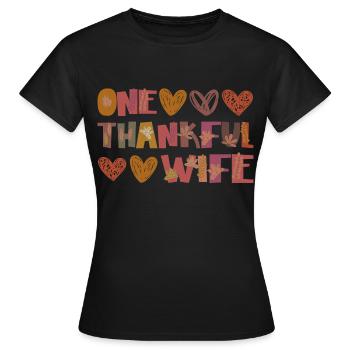 Épouse reconnaissante Mme Herbst Blätter Gratitude - T-shirt Femme - noir - Devant - AI Model Female 172 dark (172cm)
