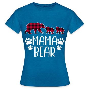 Mama Bear - Frauen T-Shirt - Antikblaues Saphir meliert - Vorne - AI Model Female 172 dark (172cm)